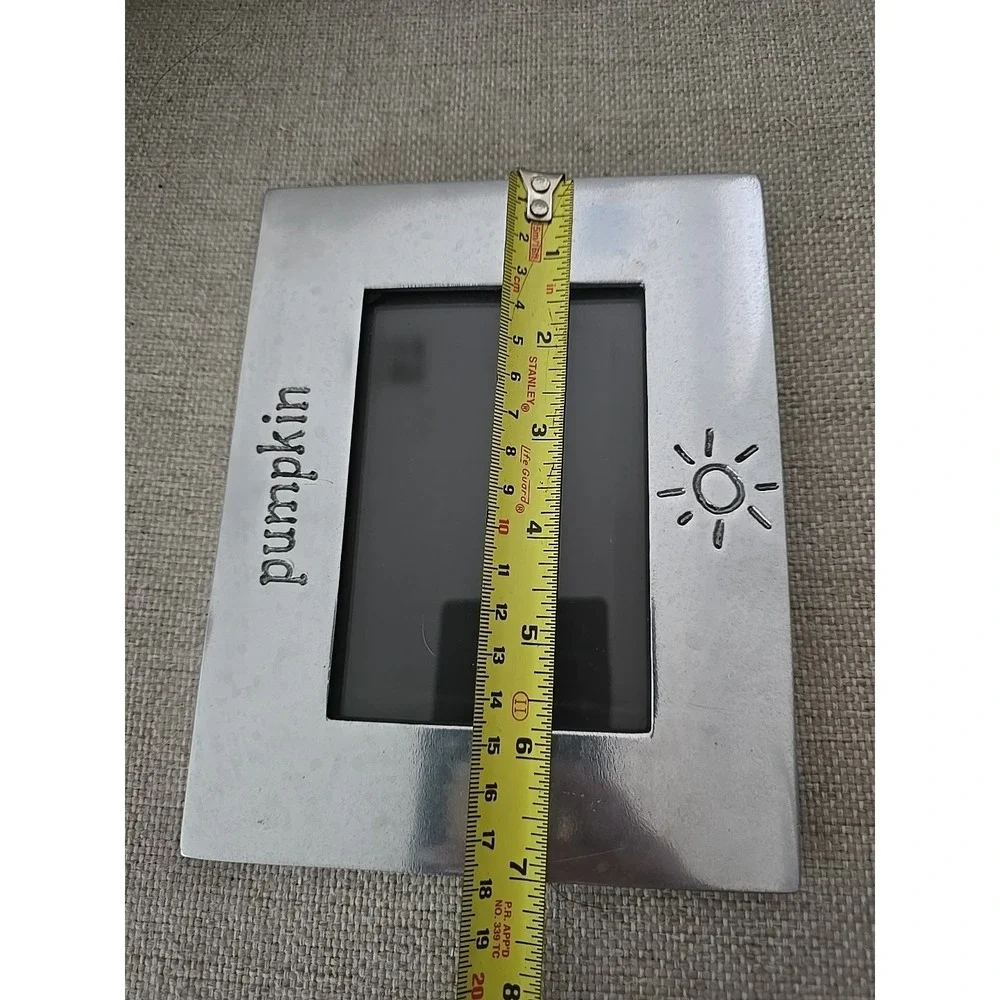 Engraved Silver Plated Metal Picture Frame Pumpkin‎ Sun Motif Harvest Fall Decor